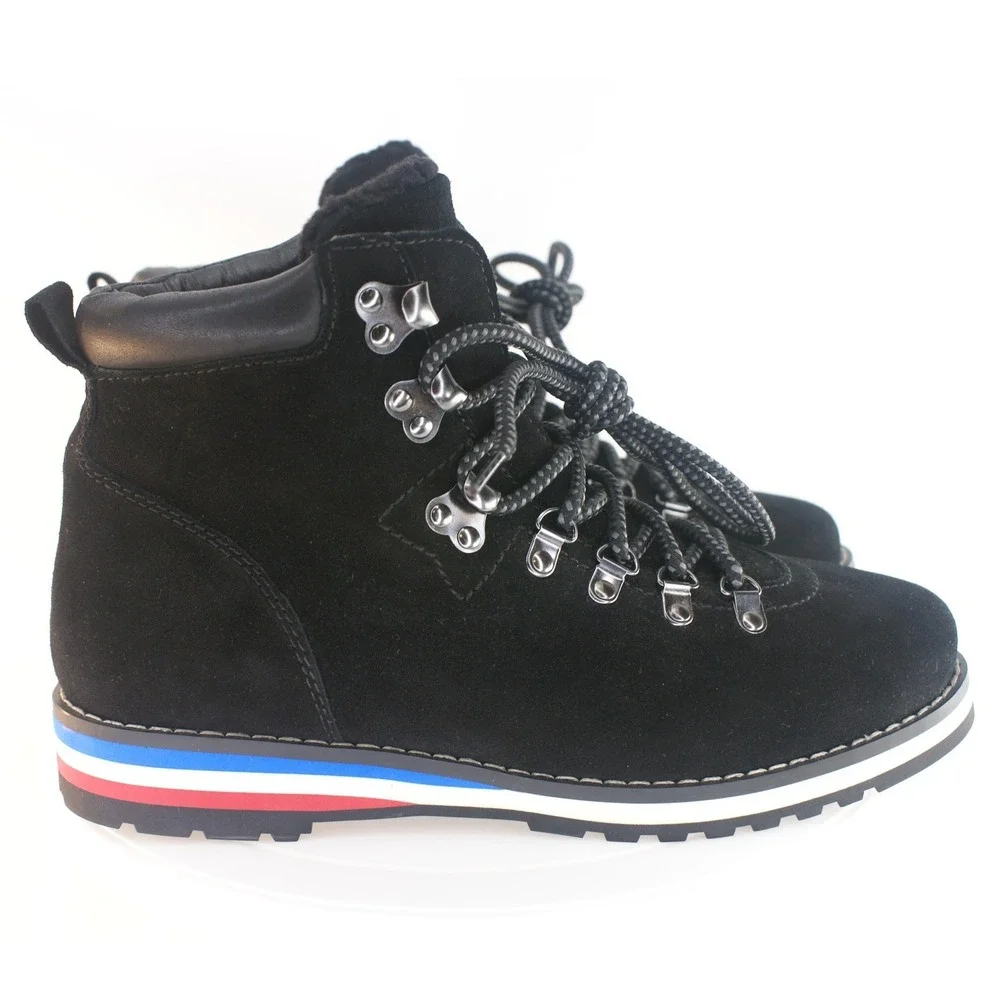 Blondo Regan Waterproof Suede Hiking Boots Black Faux Fur Lined Womens 8M
